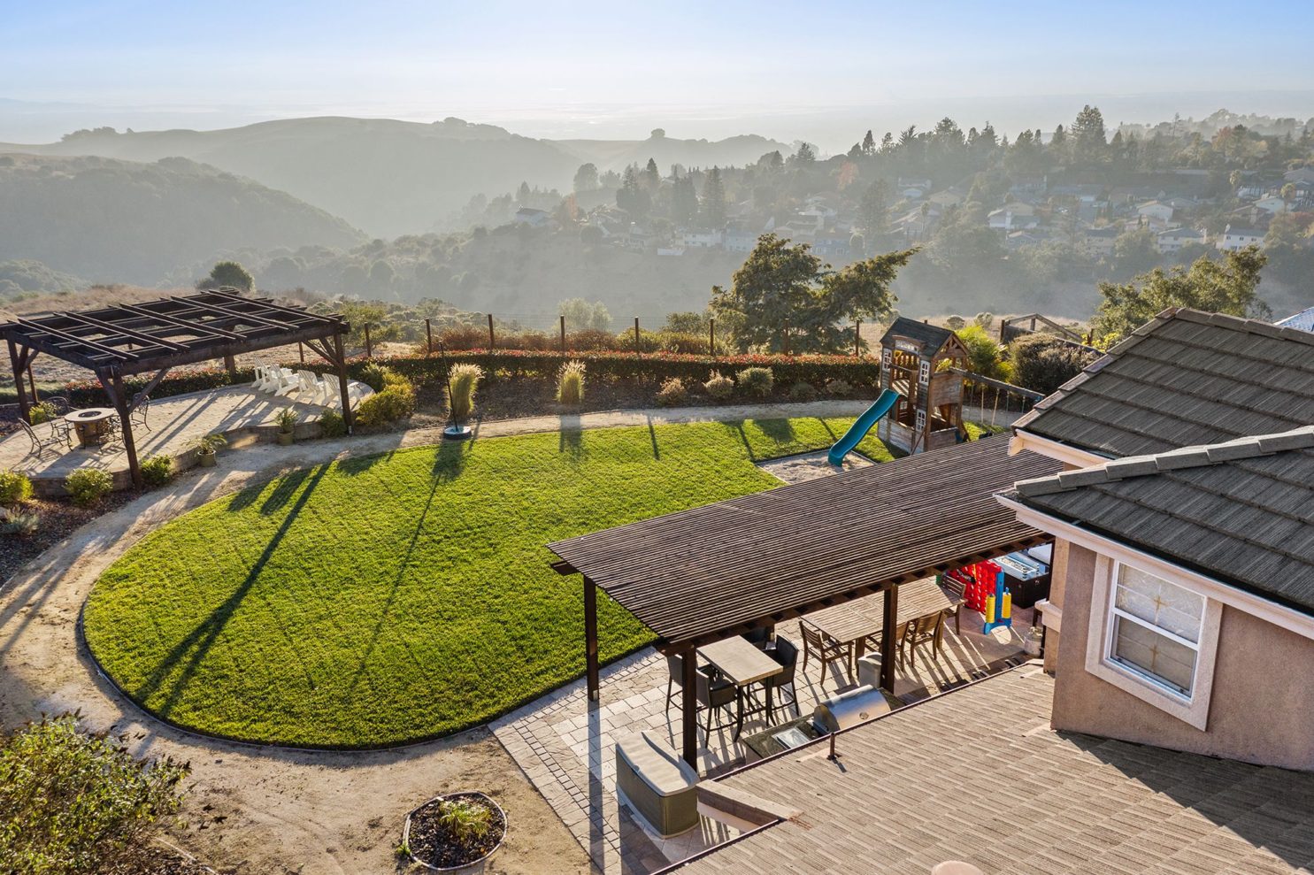 Aerial of the property boundary and garden