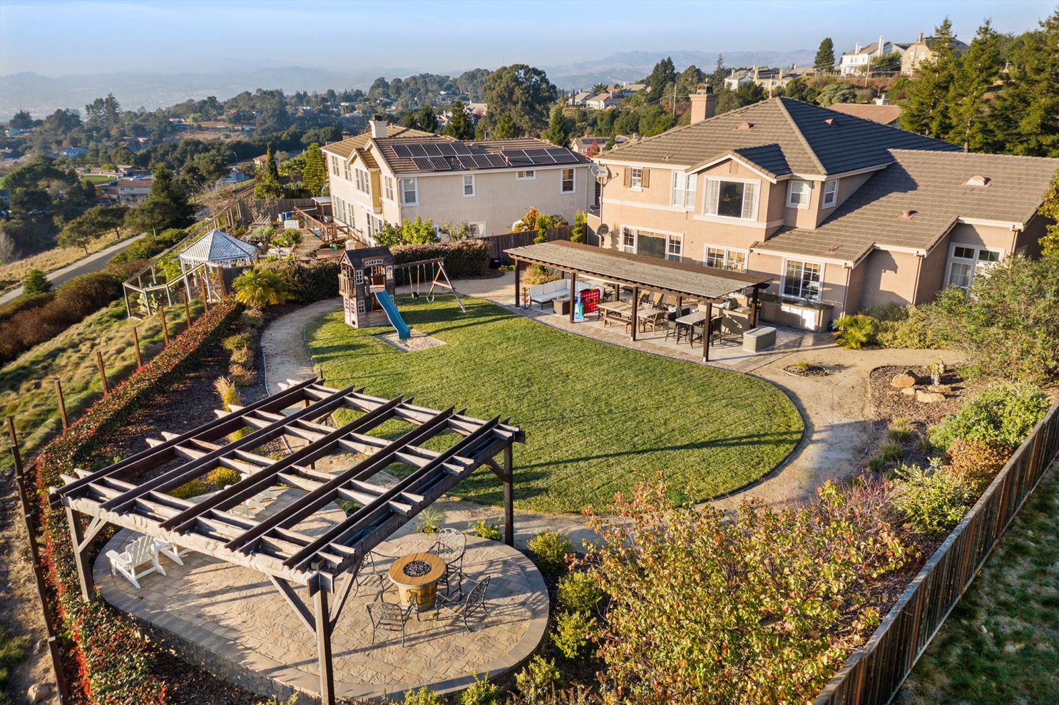 Overhead drone photograph of the grounds