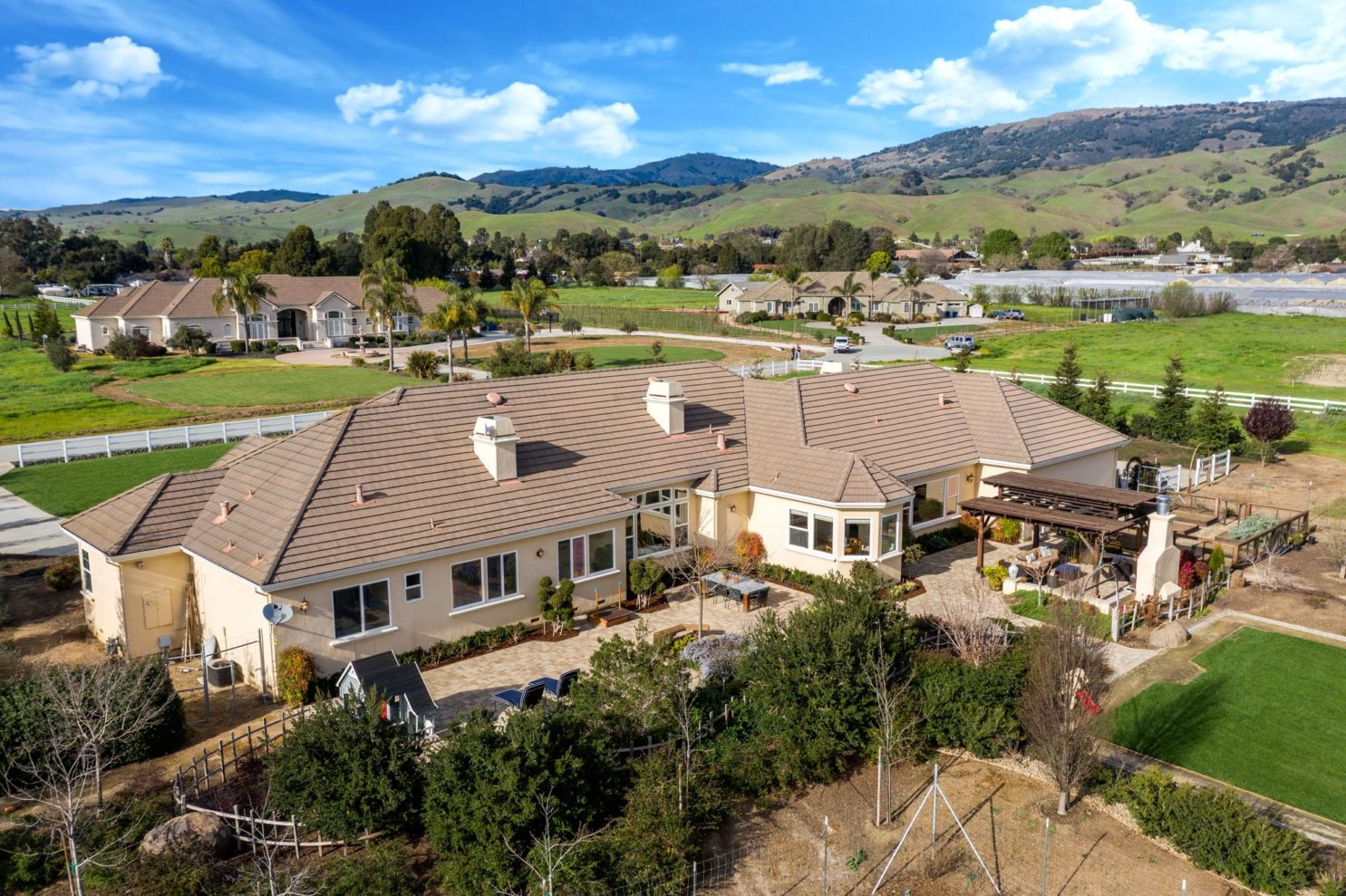 Elevated view across the block